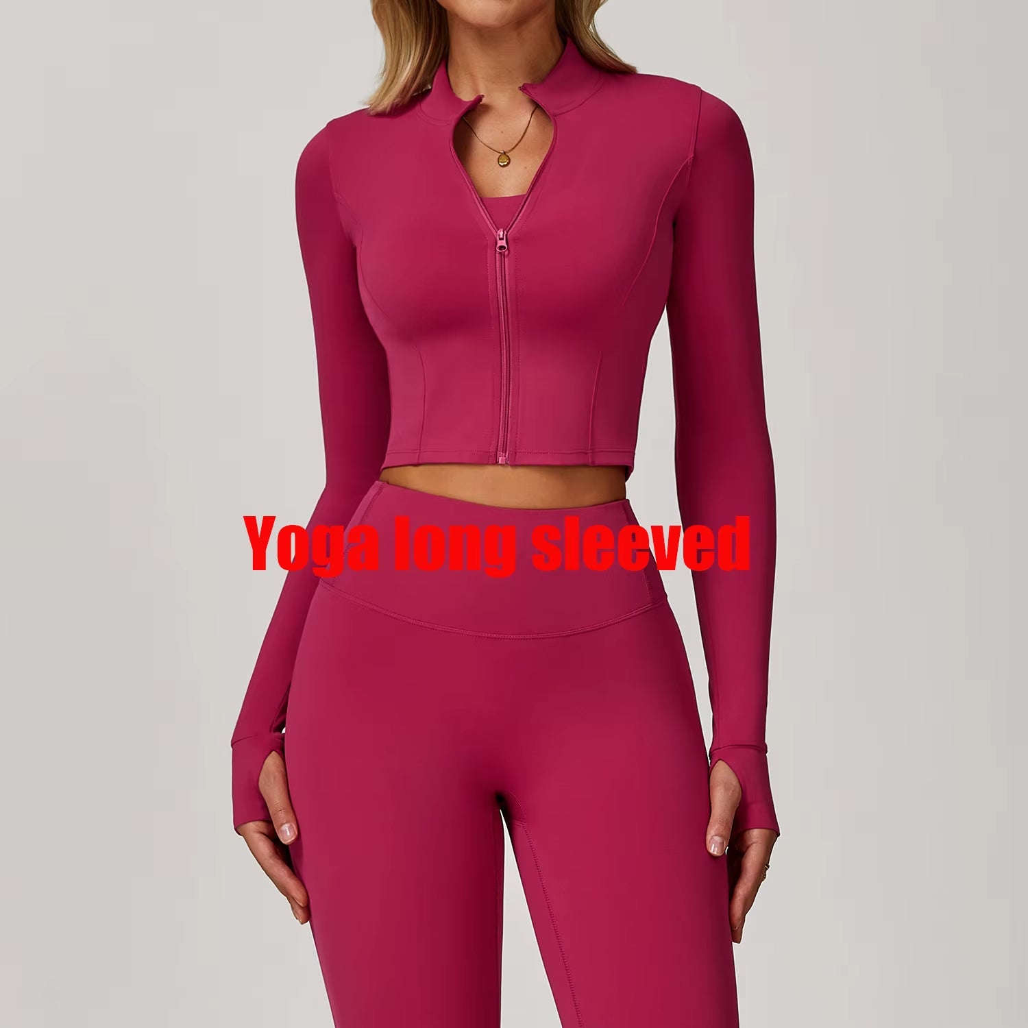 Sports Long Sleeved Women Slim Yoga Clothes Quick Dry Zipper Cardigan Stand up Collar Jacket Running Fitness Jacket Outdoor Top