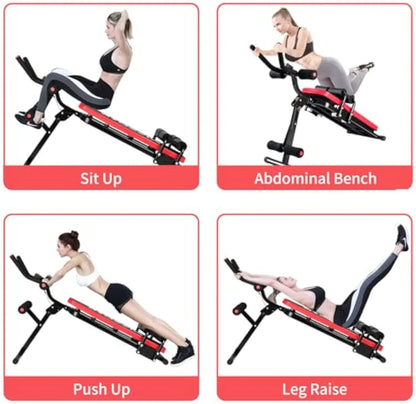 Foldable Ab Machine, Ab Workout Equipment, Abdominal Trainers for Home, LCD Display, Red