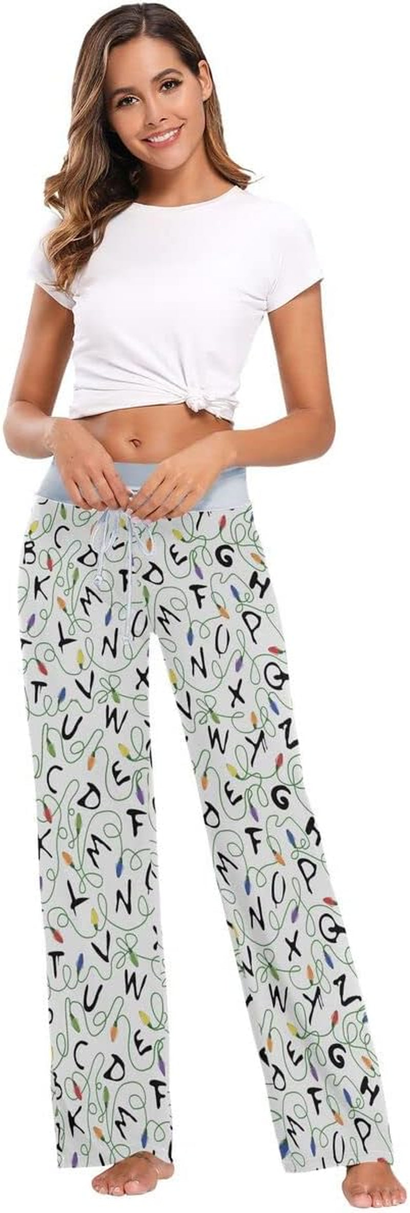 ANGIEHAIE Women'S Lounge Wide Leg Pants, Stretchy Loose Drawstring Palazzo Pants Soft Comfy Pajama Bottoms Sleepwear for Women Ladies, XL