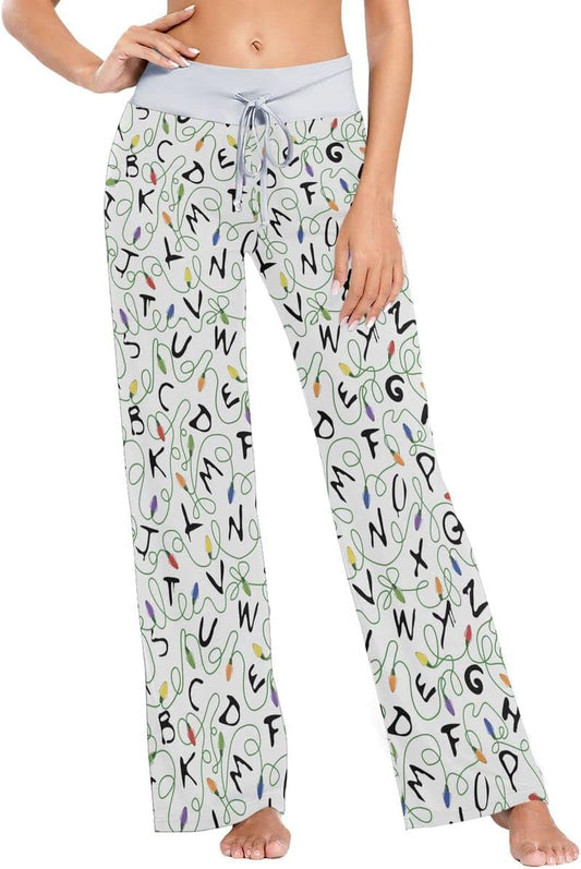 ANGIEHAIE Women'S Lounge Wide Leg Pants, Stretchy Loose Drawstring Palazzo Pants Soft Comfy Pajama Bottoms Sleepwear for Women Ladies, XL