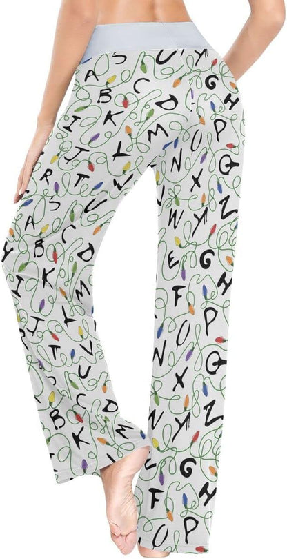 ANGIEHAIE Women'S Lounge Wide Leg Pants, Stretchy Loose Drawstring Palazzo Pants Soft Comfy Pajama Bottoms Sleepwear for Women Ladies, XL