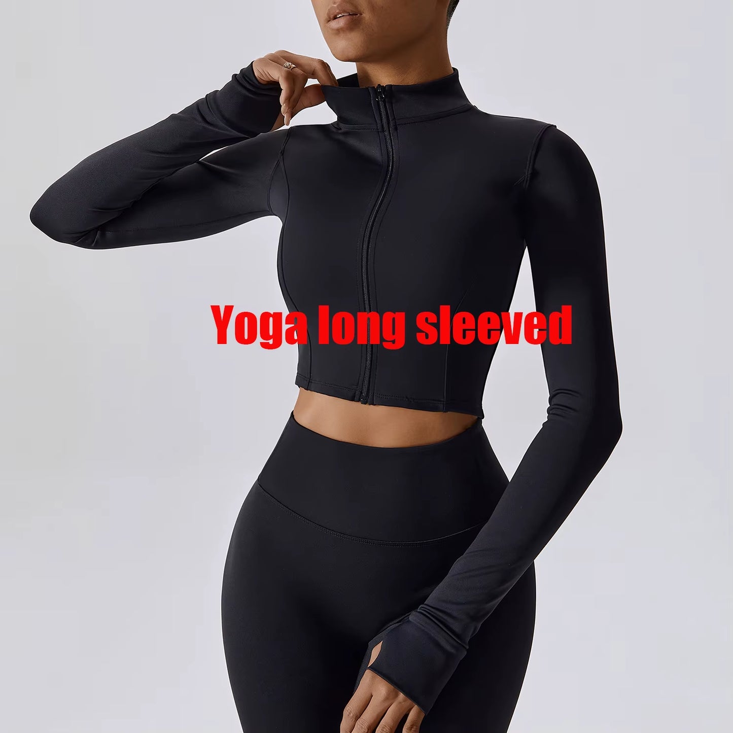 Sports Long Sleeved Women Slim Yoga Clothes Quick Dry Zipper Cardigan Stand up Collar Jacket Running Fitness Jacket Outdoor Top