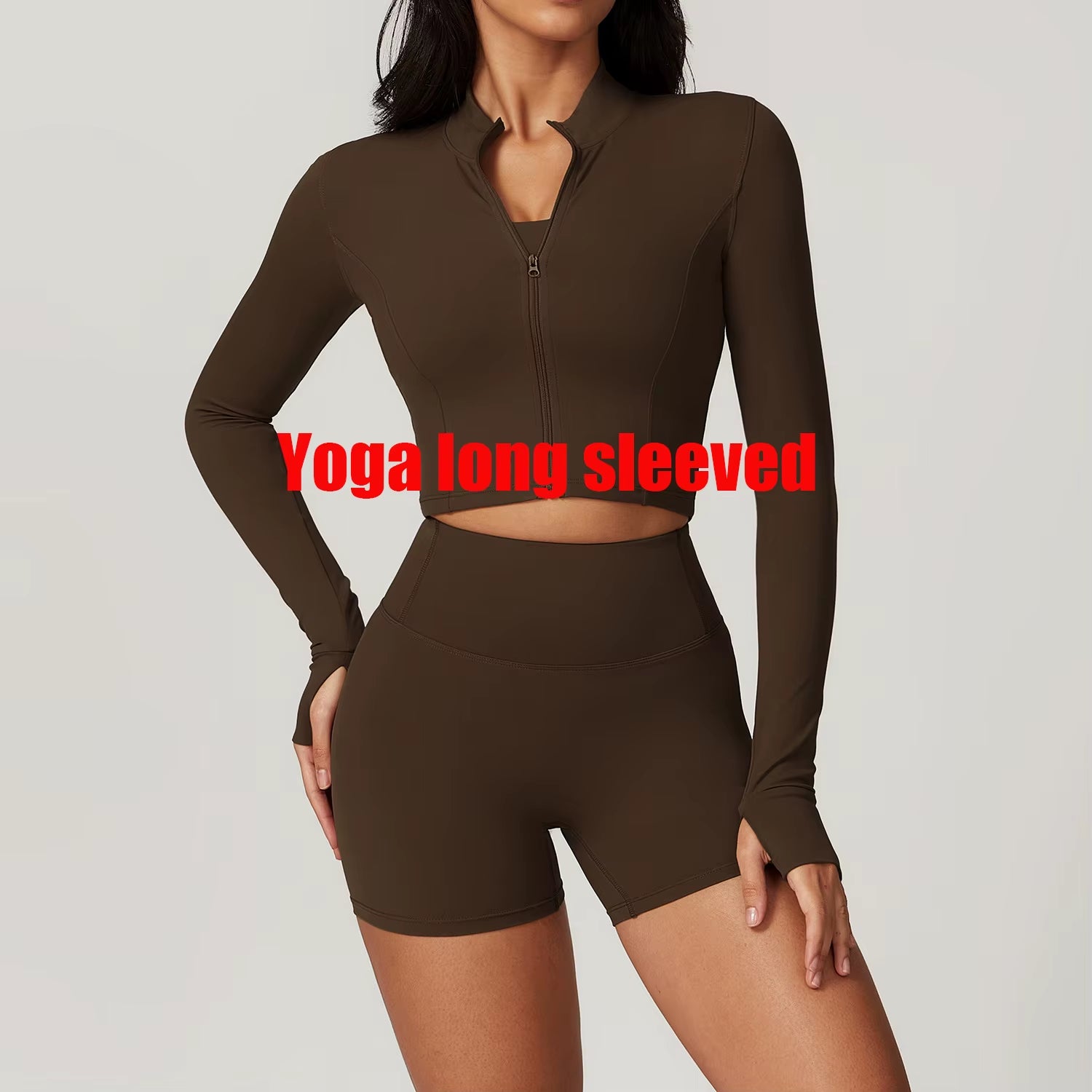 Sports Long Sleeved Women Slim Yoga Clothes Quick Dry Zipper Cardigan Stand up Collar Jacket Running Fitness Jacket Outdoor Top