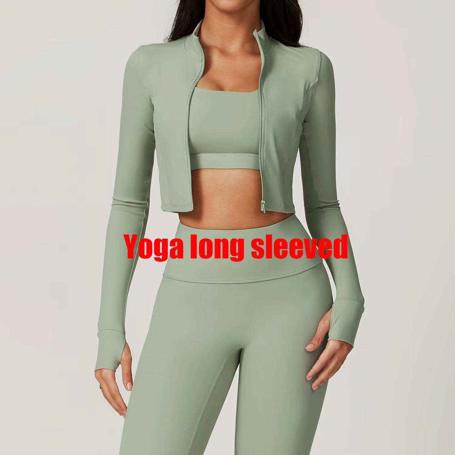 Sports Long Sleeved Women Slim Yoga Clothes Quick Dry Zipper Cardigan Stand up Collar Jacket Running Fitness Jacket Outdoor Top