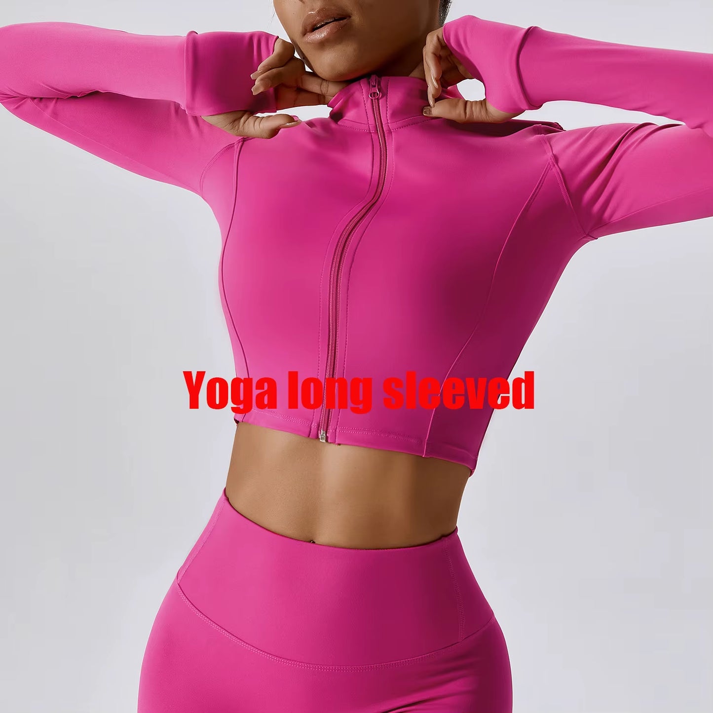 Sports Long Sleeved Women Slim Yoga Clothes Quick Dry Zipper Cardigan Stand up Collar Jacket Running Fitness Jacket Outdoor Top