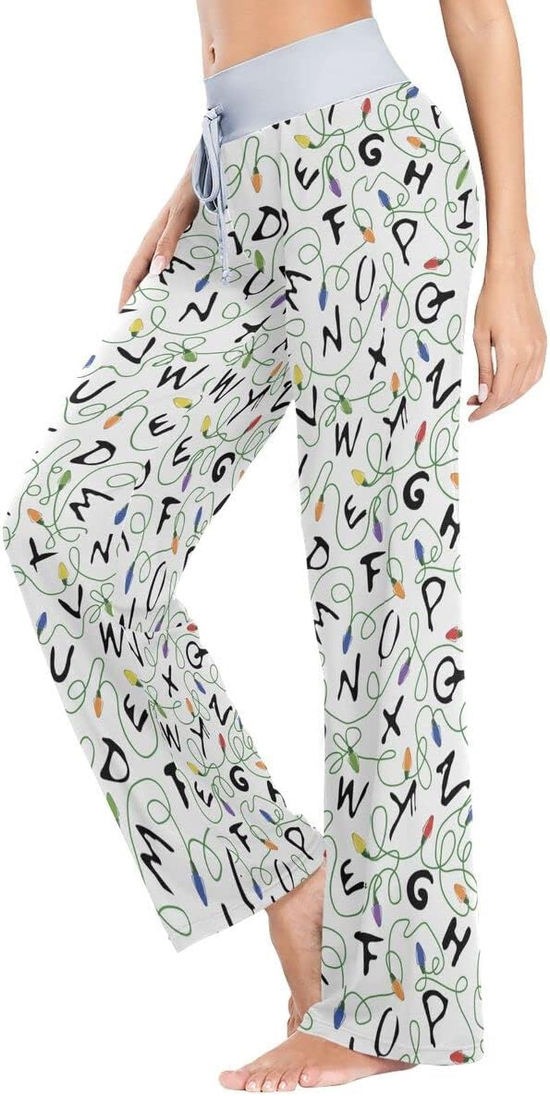 ANGIEHAIE Women'S Lounge Wide Leg Pants, Stretchy Loose Drawstring Palazzo Pants Soft Comfy Pajama Bottoms Sleepwear for Women Ladies, XL