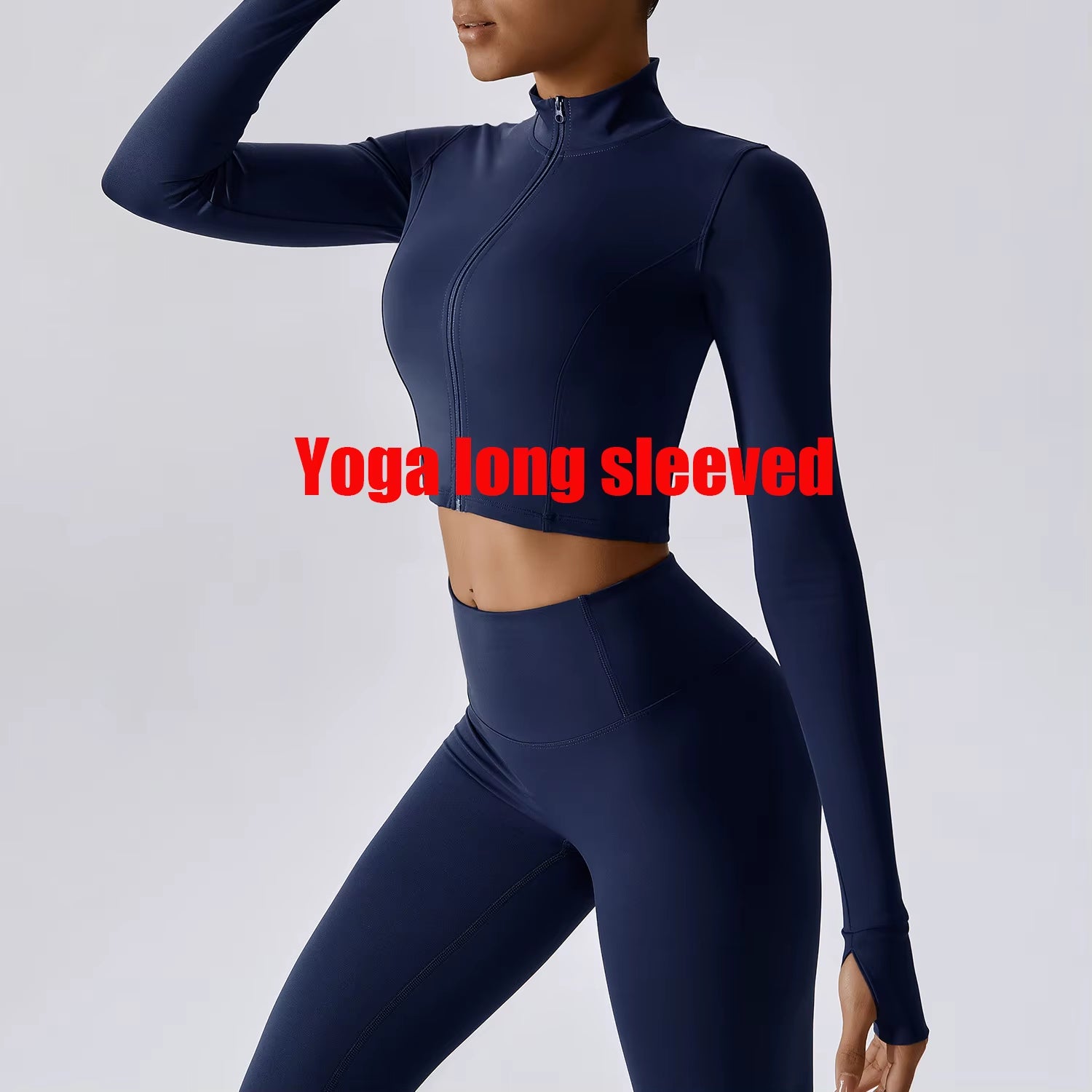 Sports Long Sleeved Women Slim Yoga Clothes Quick Dry Zipper Cardigan Stand up Collar Jacket Running Fitness Jacket Outdoor Top