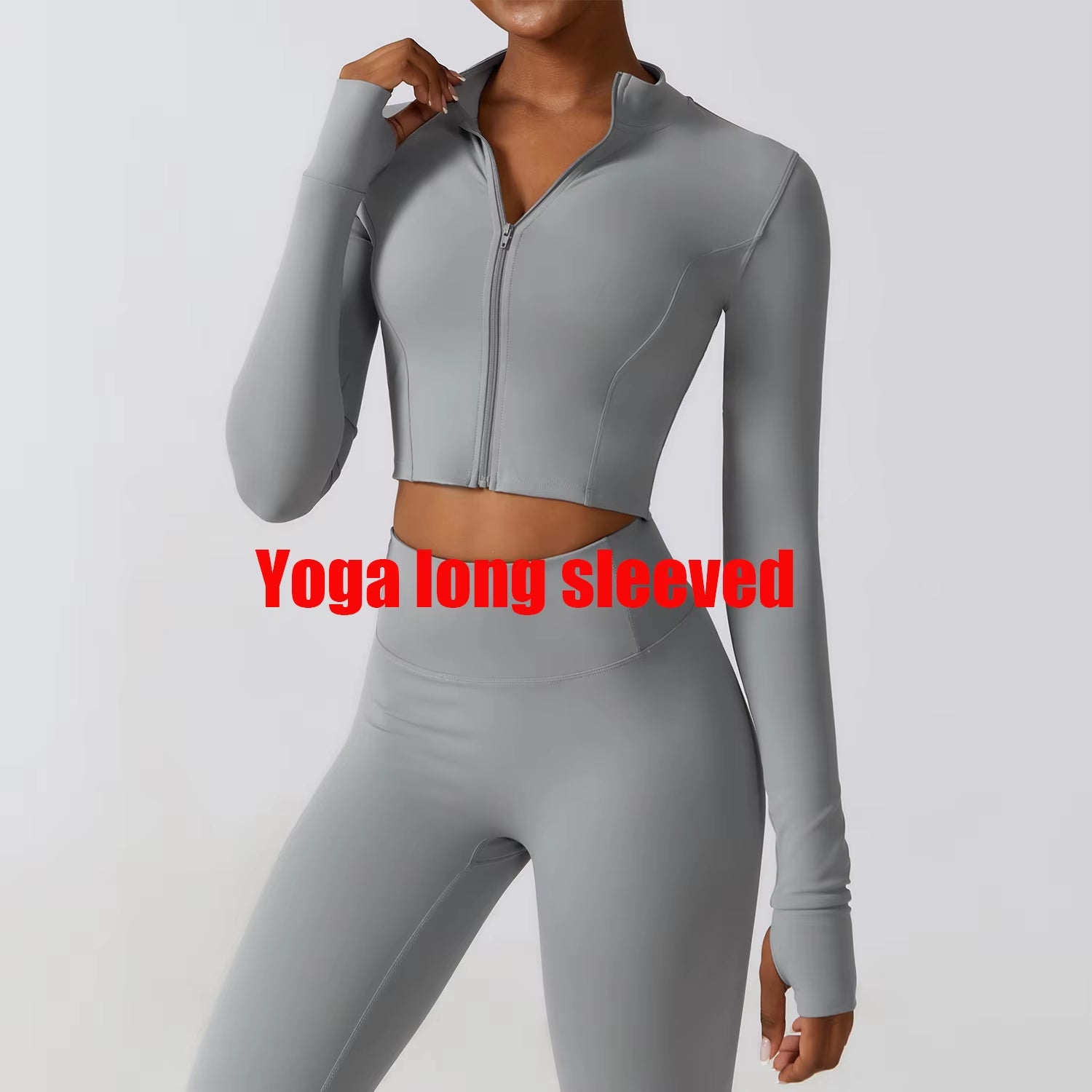 Sports Long Sleeved Women Slim Yoga Clothes Quick Dry Zipper Cardigan Stand up Collar Jacket Running Fitness Jacket Outdoor Top